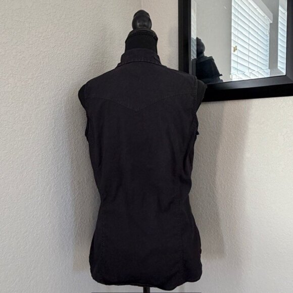 CARHARTT Black Sleeveless Pearl Snap Button Vest Shirt Medium - Picture 4 of 11